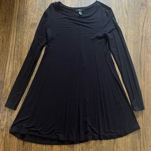 Black Long Sleeve Skater Mini Dress
